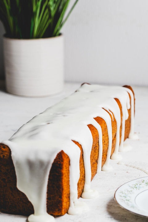 lemon pound cake with glaze poured on top