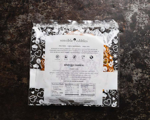 Vegan Gluten-free Energy Cookie Back on black background