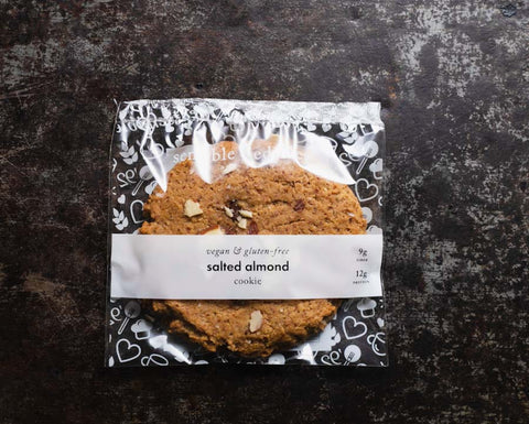 Vegan & Gluten-Free Salted Almond Chocolate Chip Cookie Packaged