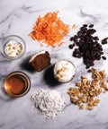 Vegan & Gluten-Free Carrot Walnut Ingredients on Marble