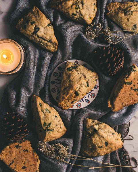 Vegan & Low-Sugar Cheddar Kale Scones