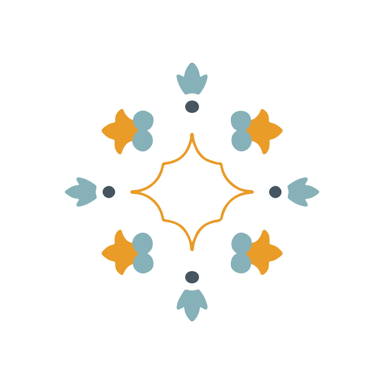 Decorative pattern in blue and orange