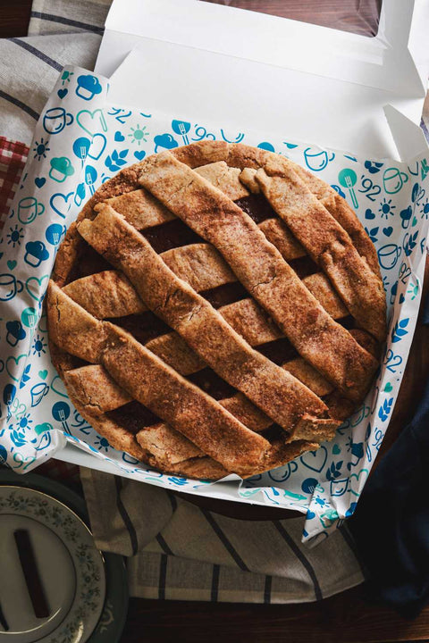 Vegan & Gluten-Free Lattice Apple Pie in Open Box