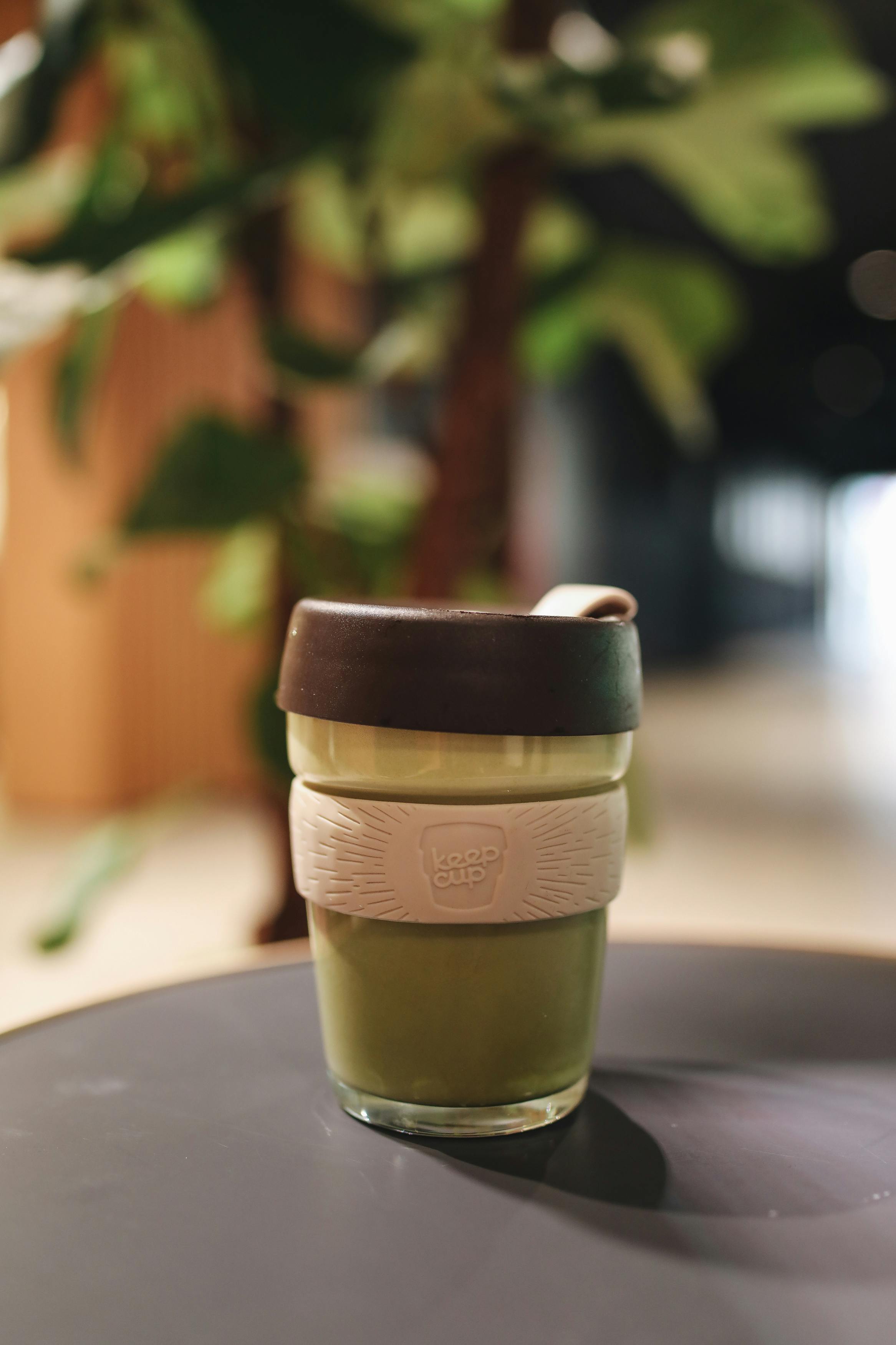 A keep cup reusable coffee cup