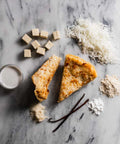 Vegan & Gluten-Free Coconut Custard Pie Slice Ingredients on Marble