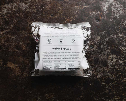 Vegan Gluten-free Walnut Brownie Back in Packaging