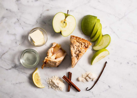 Vegan Gluten-Free Apple Pie Slice With Ingredients With Apples and Cinnamon