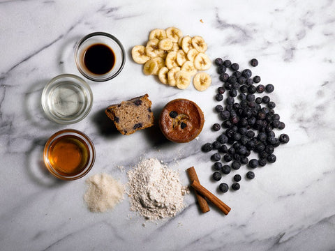 Vegan & Gluten-Free Banana Blueberry Muffin Ingredients