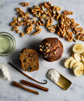 Vegan & Gluten-Free Banana Walnut Muffin with Ingredients