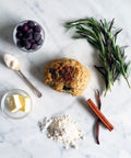 Vegan & Low-Sugar Blueberry Rosemary Scone Ingredients on Marble