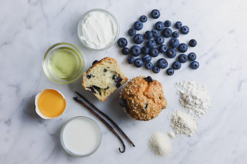 Gluten-Free Blueberry Muffin on Marble table