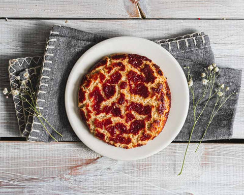 Vegan & Gluten-Free Raspberry Crinkle Cookie on White Plate