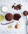 Vegan & Gluten-Free Cocoa Bean Muffin with Ingredients